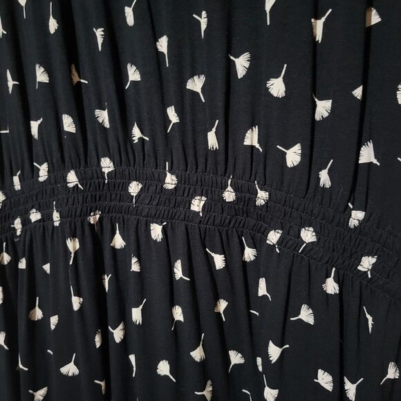 J Jill Wearever Collection XL Midi Dress New Blouson Dandelion Fluff Black White - Picture 9 of 11